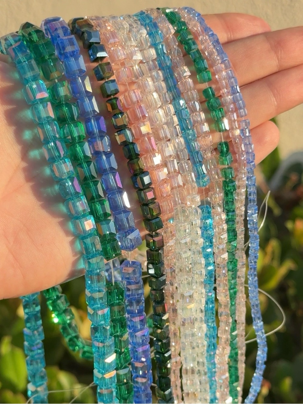 Bulk lot 12 Square Cube AB Beads 95 Bead Strands - Picture 3 of 6